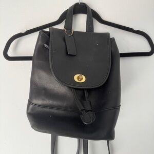 Vintage Coach Black Leather Backpack